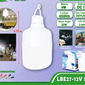 BULB LED VLG 12V DC 5W WITH ALLIGATOR CLIP NO-LBE27-5W LE-127