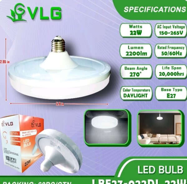 Vlg led bulb ufo 22w 220v