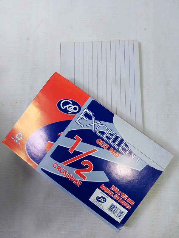 EXCELLENT QUIZ PAD ½ CROSSWISE 200x125MM 50LVS