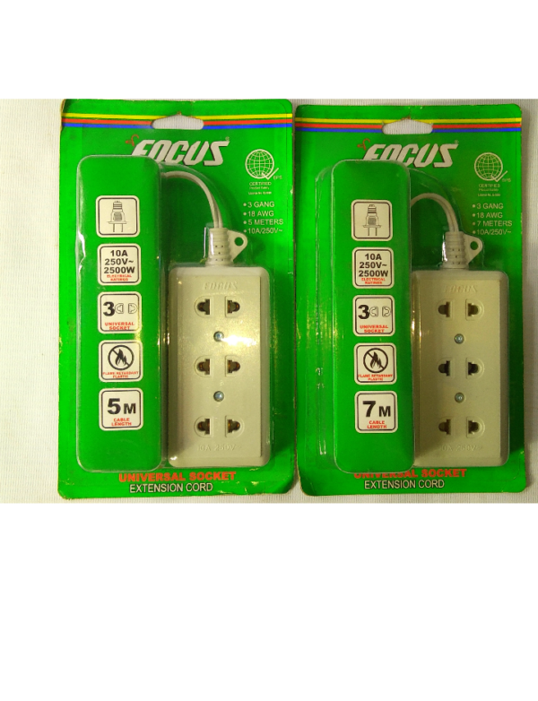 FOCUS EXTENSION CORDS UNIVERSAL OUTLET 3GANG