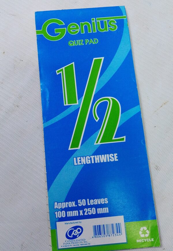GENIUS QUIZ PAD ½LENGTHWISE100MMx125MM 50LVS