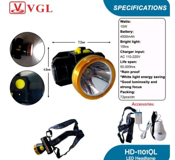 HEADLAMP VGL WITH BULB HD-1101QL