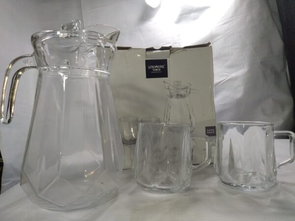 LOVWISH 3PCS SET, 1 GLASS PITCHER, 2PC GLASS CUP 1200ML