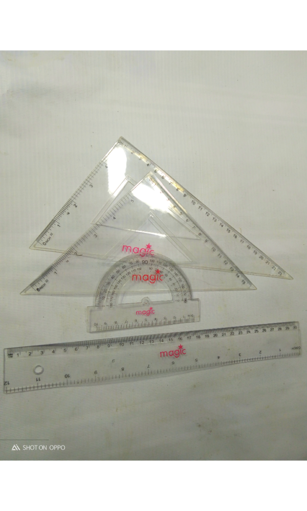TRIANGLE SET WITH RULER MAGIC COMBO SET 25CM 4PCS