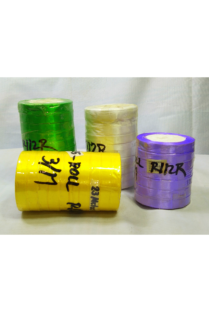 RIBBON CLOTH SATIN 1/2X23METER BY ROLL ASSORTED COLOR
