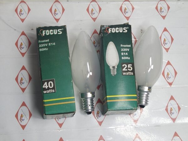 BULB FOCUS FROSTED 220V 60HZ E14 40WATTS & 25WATTS