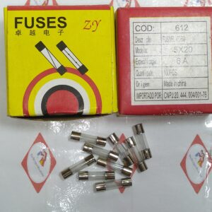 FUSE GLASS SHORT 6A 220V F-6A
