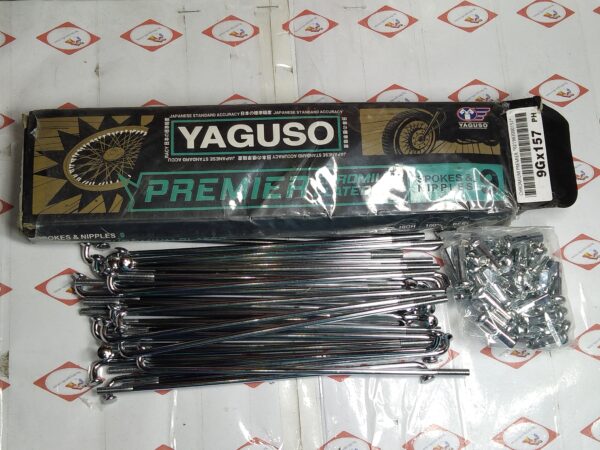 YAGUSO PREMIER CHROMIUM PLATED SPOKES & NIPPLES 9Gx157