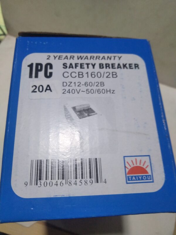 TAIYOU SAFETY BREAKER CCB160-2B 20A - Image 3