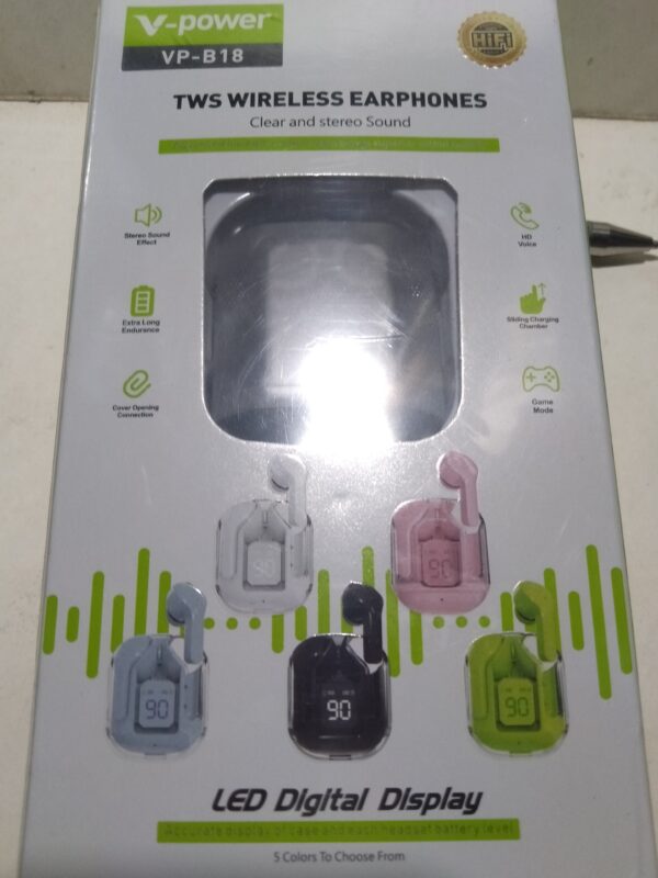 V-POWER TWS WIRELESS EARPHONES LED DIGITAL DISPLAY BLUETOOTH 5.3 - Image 3